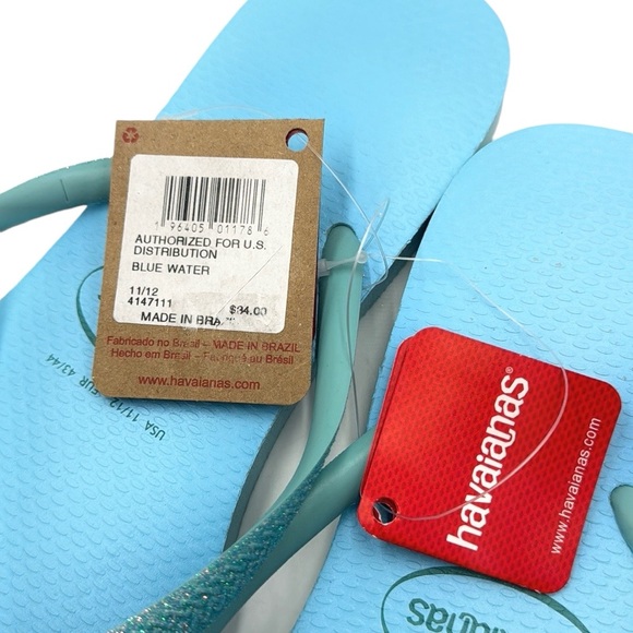 Havaianas Blue Water Flip Flop Sandals Size 11 / 12 - Picture 10 of 14